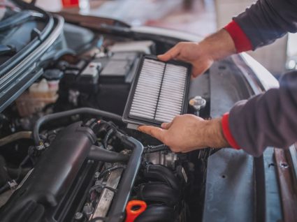 mecânico a segurar um dos filtros do carro