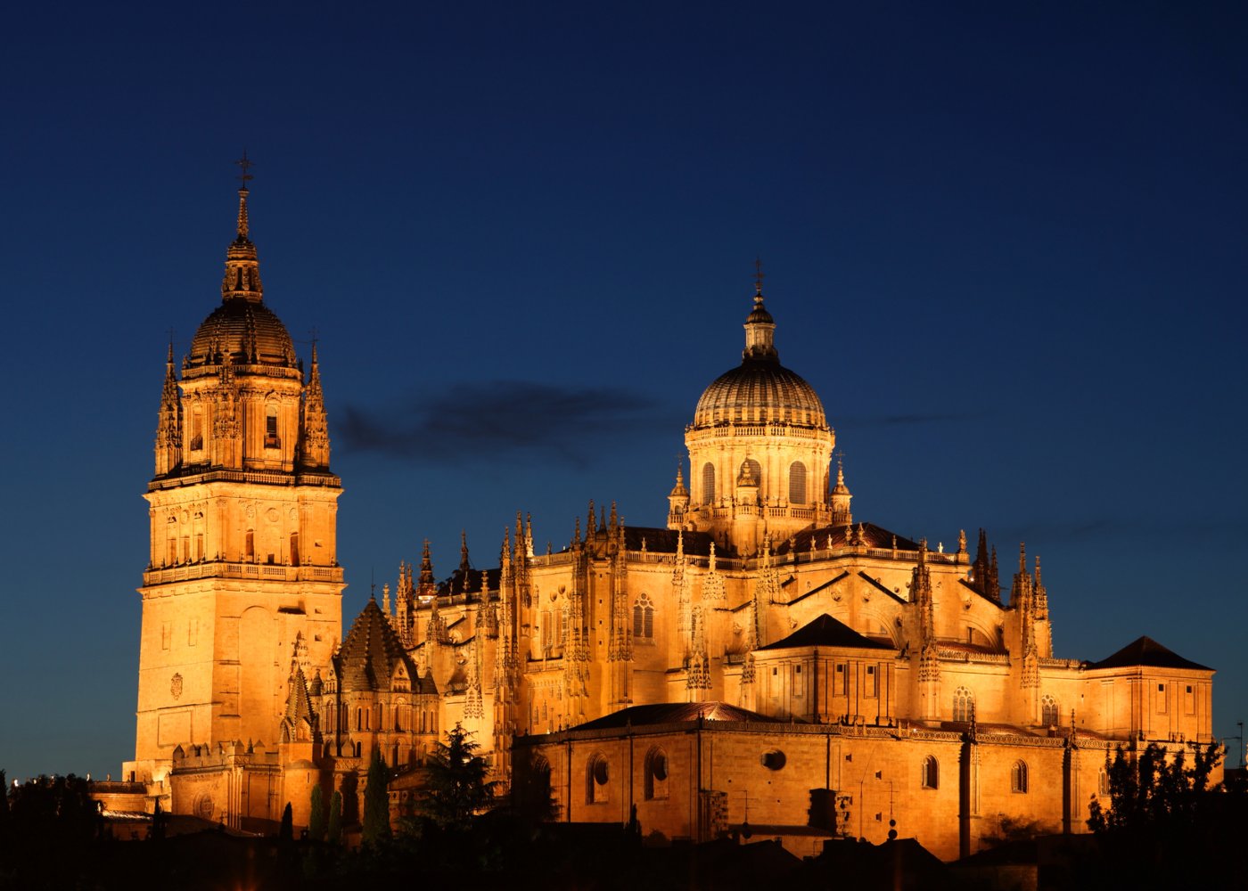 Vista noctura da catedral de Salamanca
