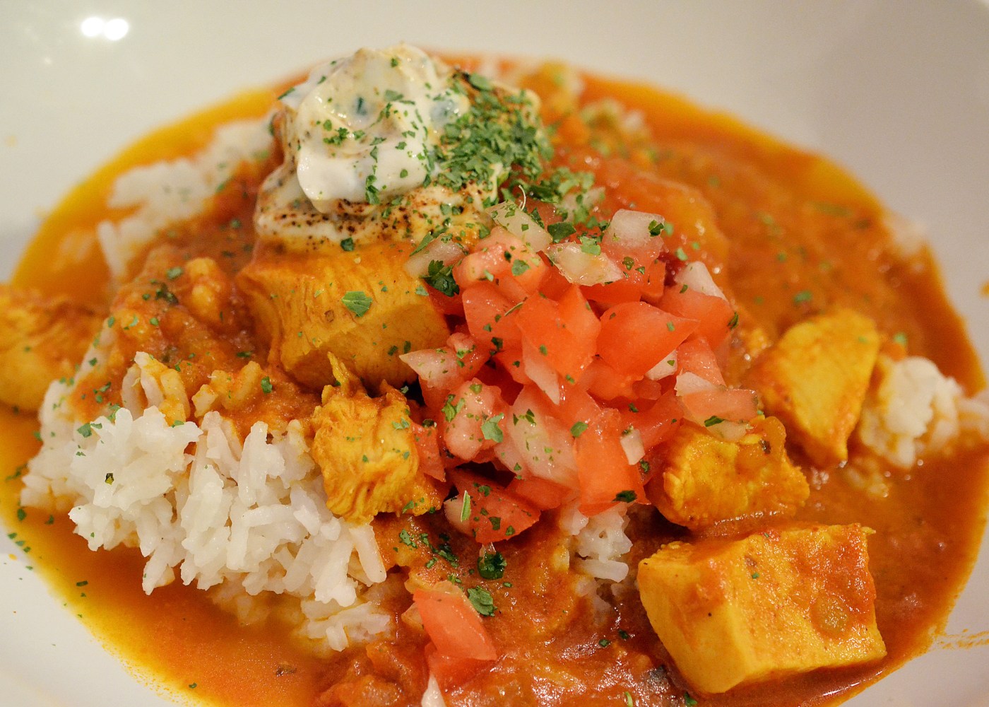 galinha com manga e arroz