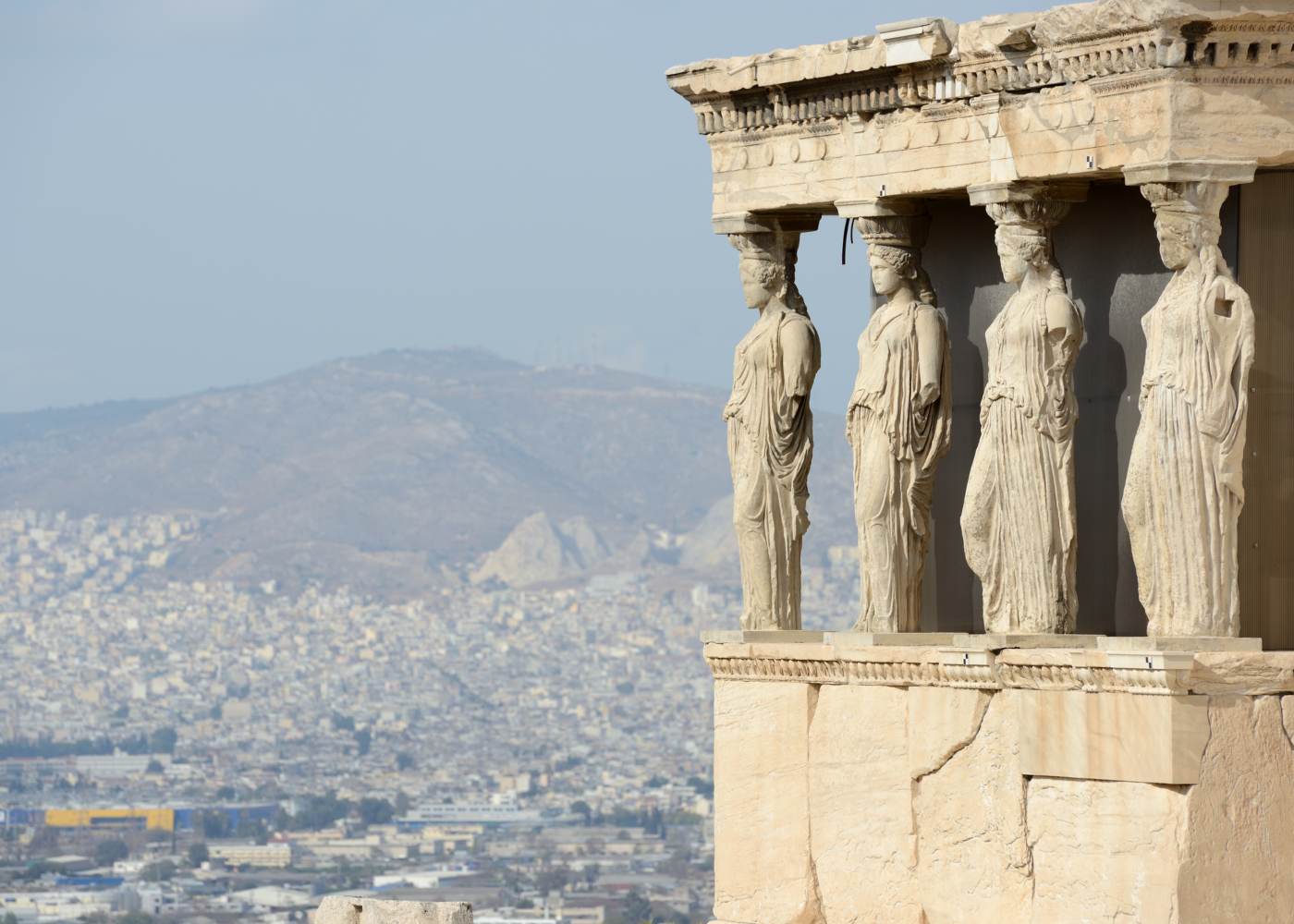 Pormenor do Parthenon em Atenas