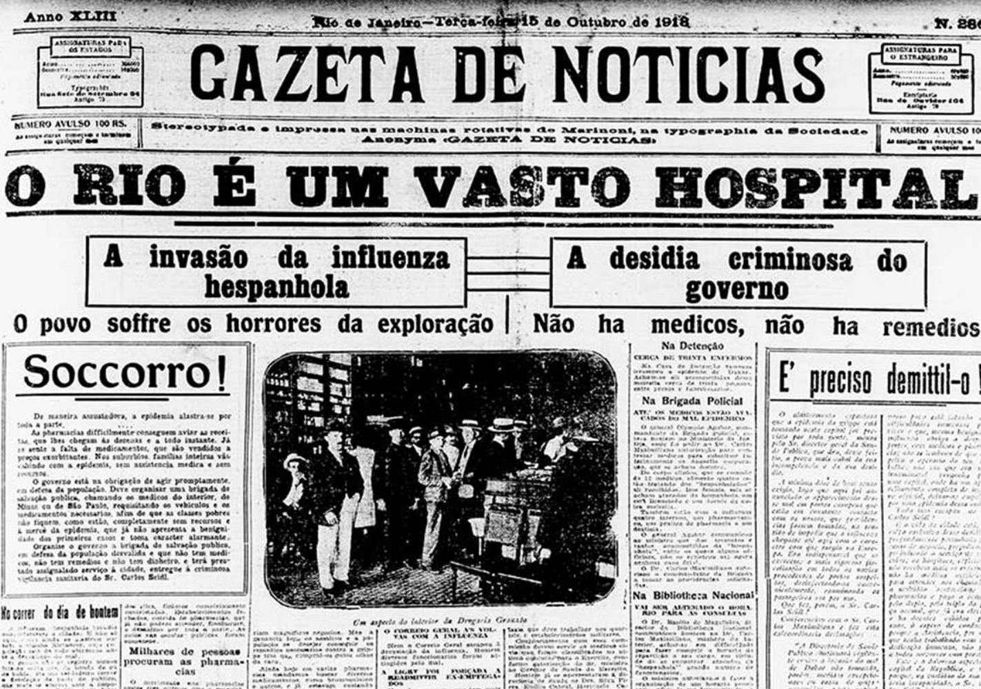 Jornal brasileiro nos tempos da gripe espanhola