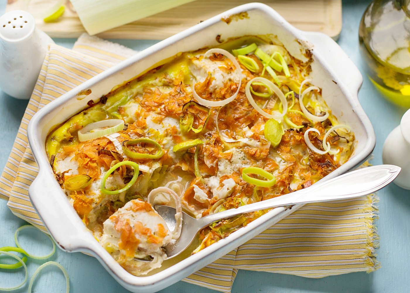 Gratinado de bacalhau com batata-doce