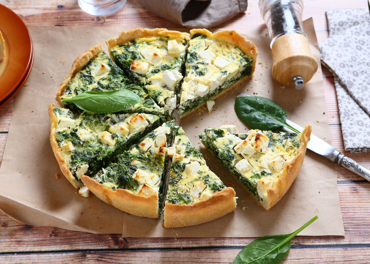 quiche de bacalhau e espinafres