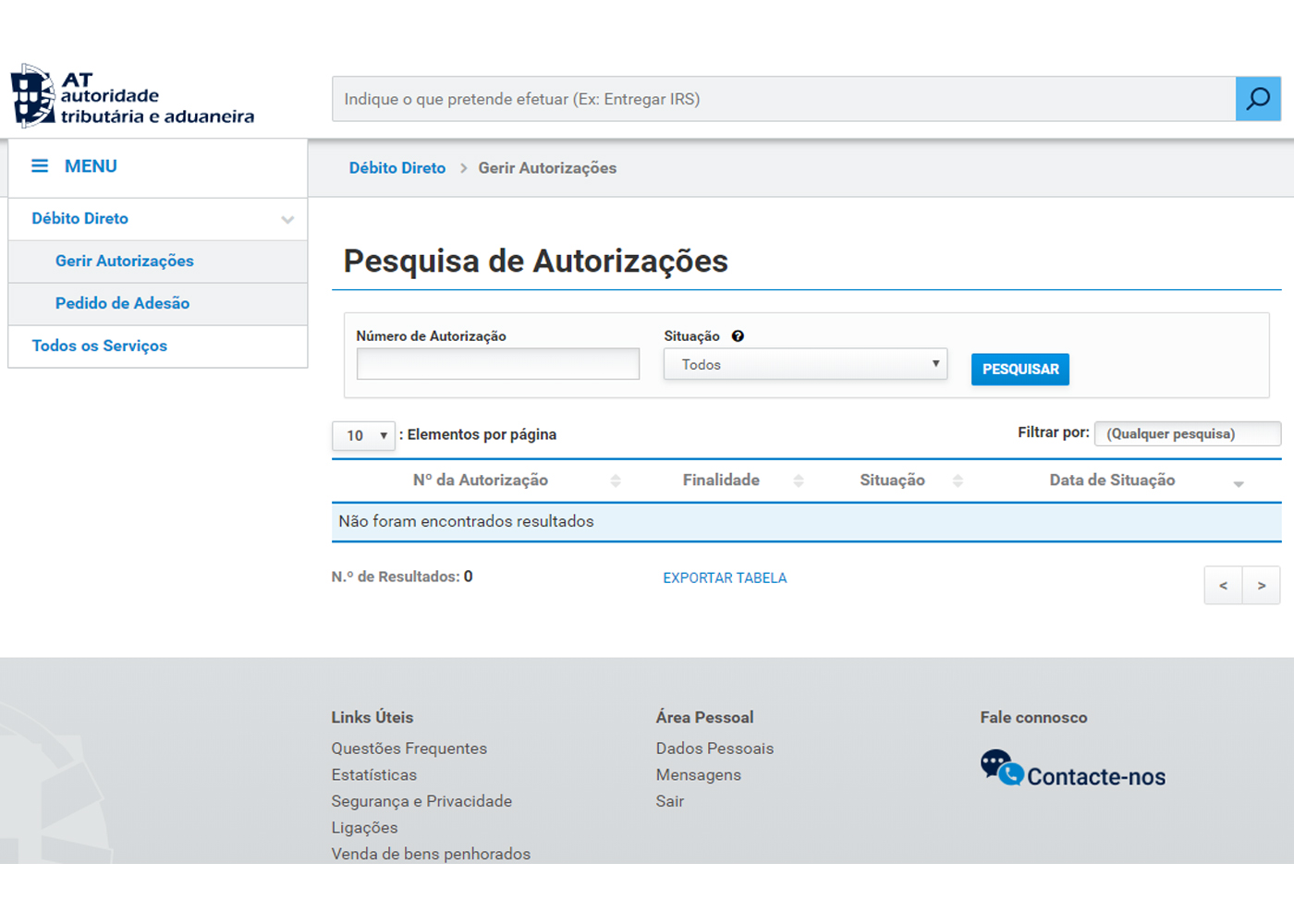 gerir autorizações portal finanças