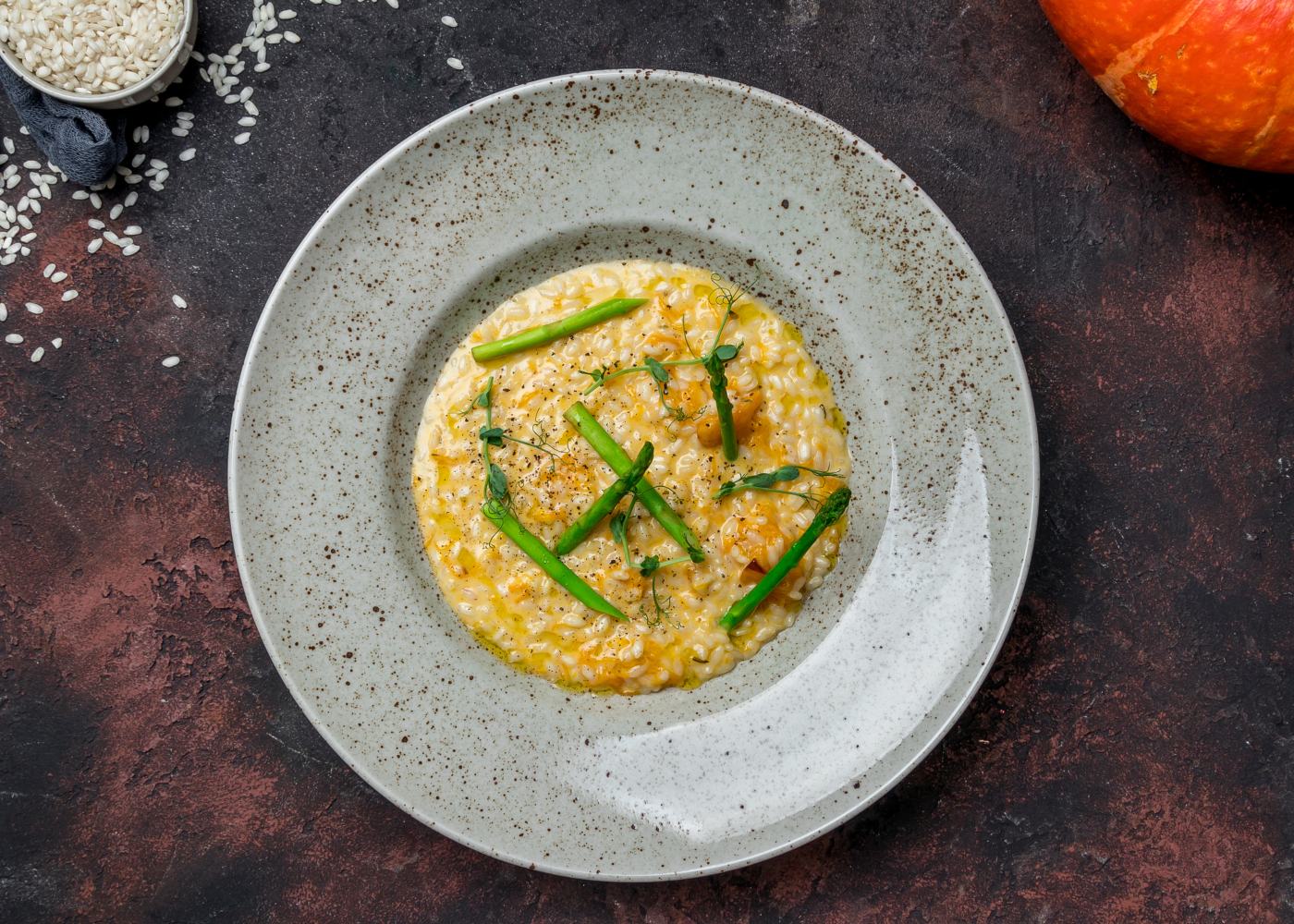 risotto cogumelos e espargos