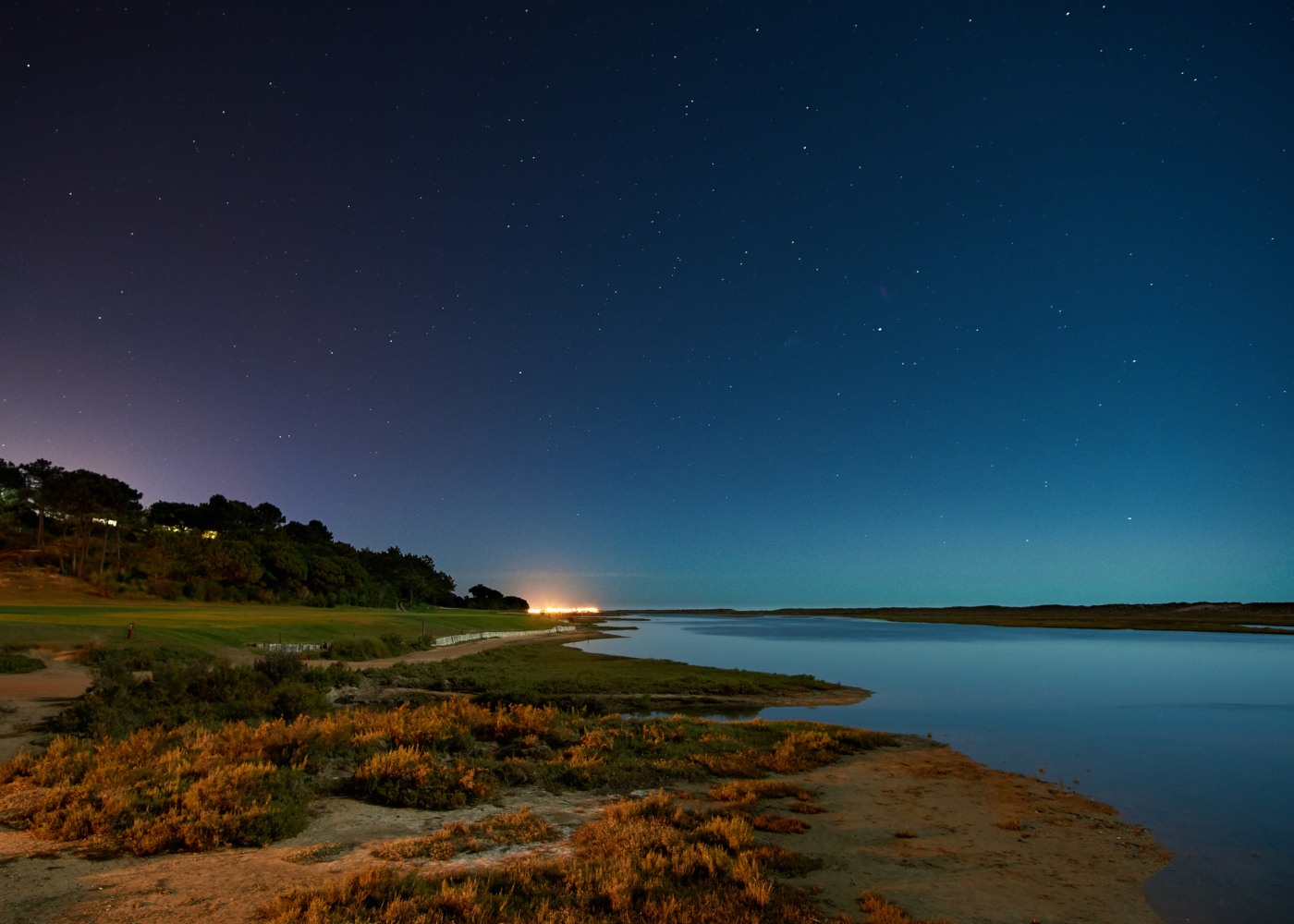 Vista noturna da Ria Formosa