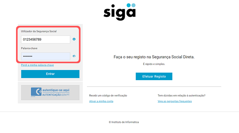 login segurança social