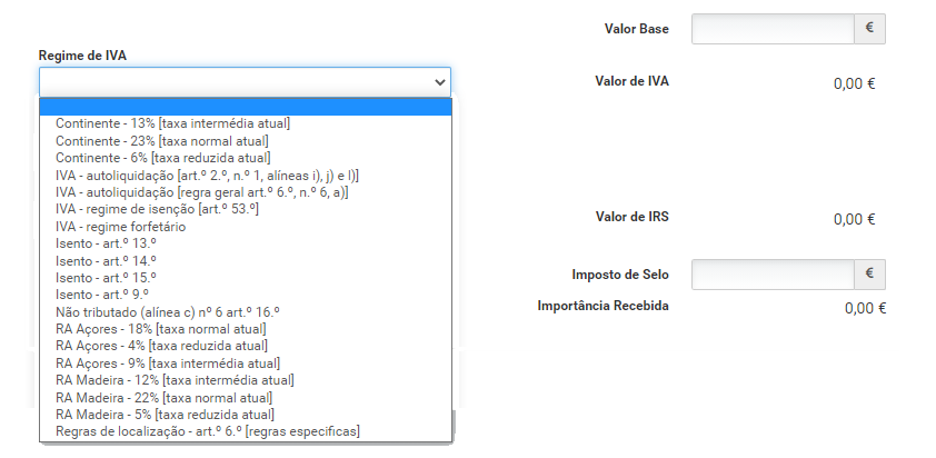 escolher regime de IVA