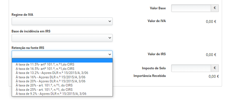 escolher retenção na fonte de IRS