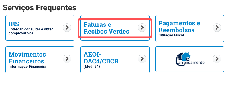 selecionar faturas e recibos verdes