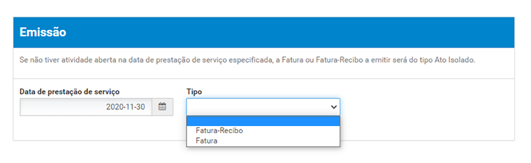 portal das finanças data e tipo de recibo verde