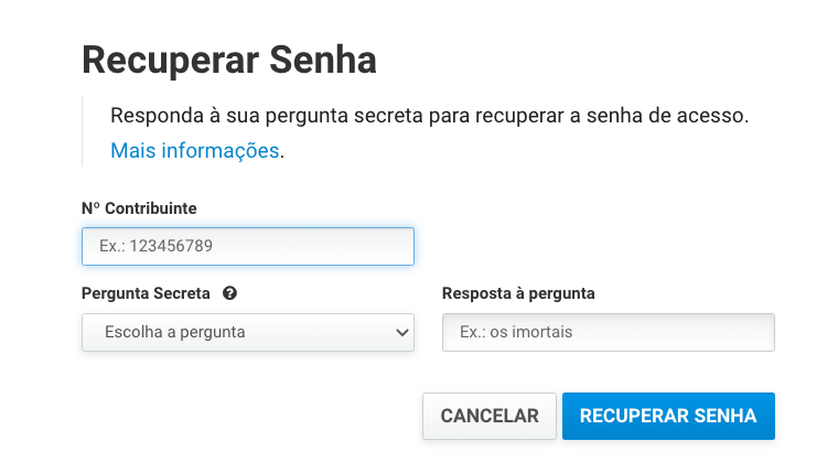 como recuperar a senha do Portal das Finanças