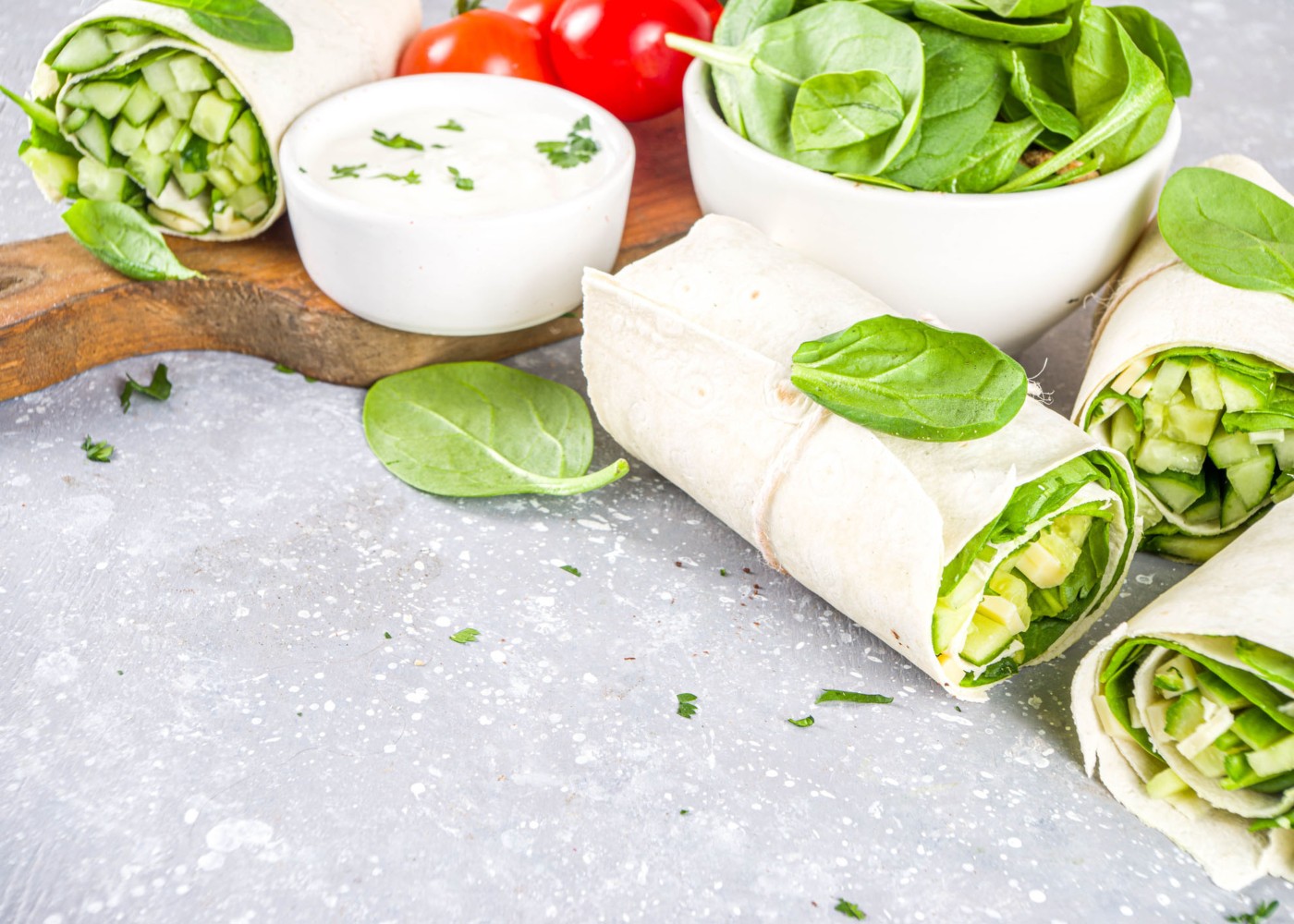 Tortilhas mexicanas com presunto e espinafre