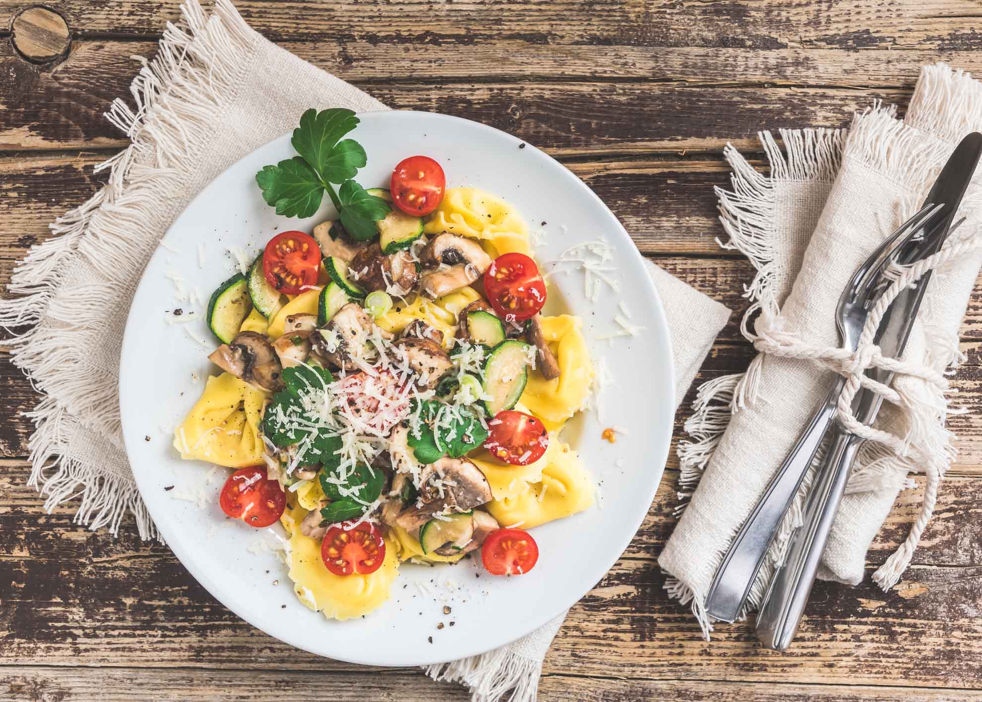 Tortellini com cogumelos