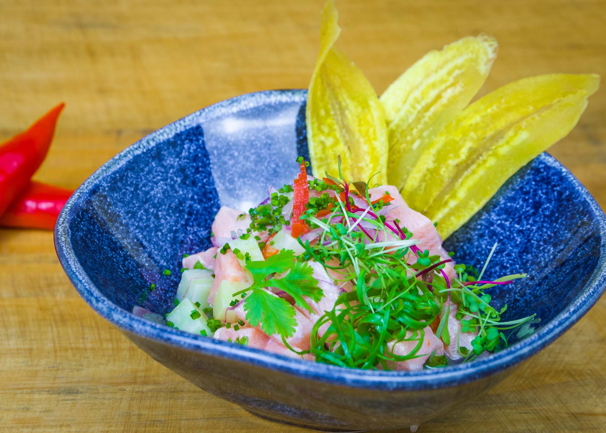 Ceviche de polvo, camarão e lulas