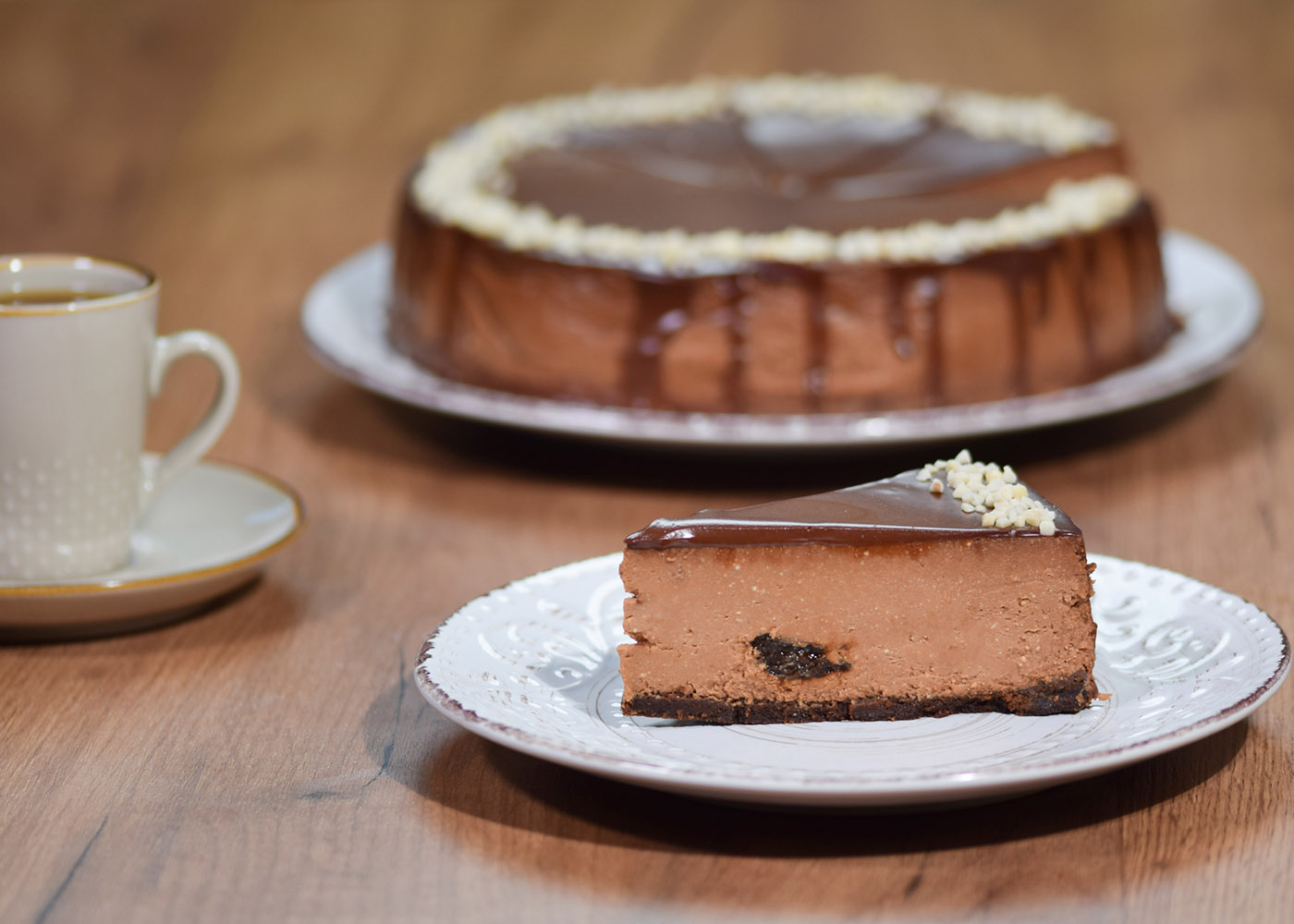 Cheesecake de manteiga de amendoim com chocolate