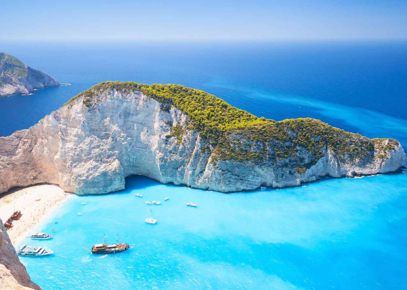 Praia de ShipWreck em Zaquintos nas ilhas gregas