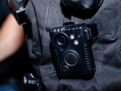 Agente da polícia com bodycams