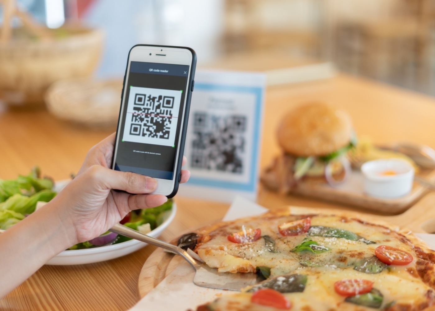 Código QR num restaurante