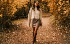 saias curtas e botas de cano alto