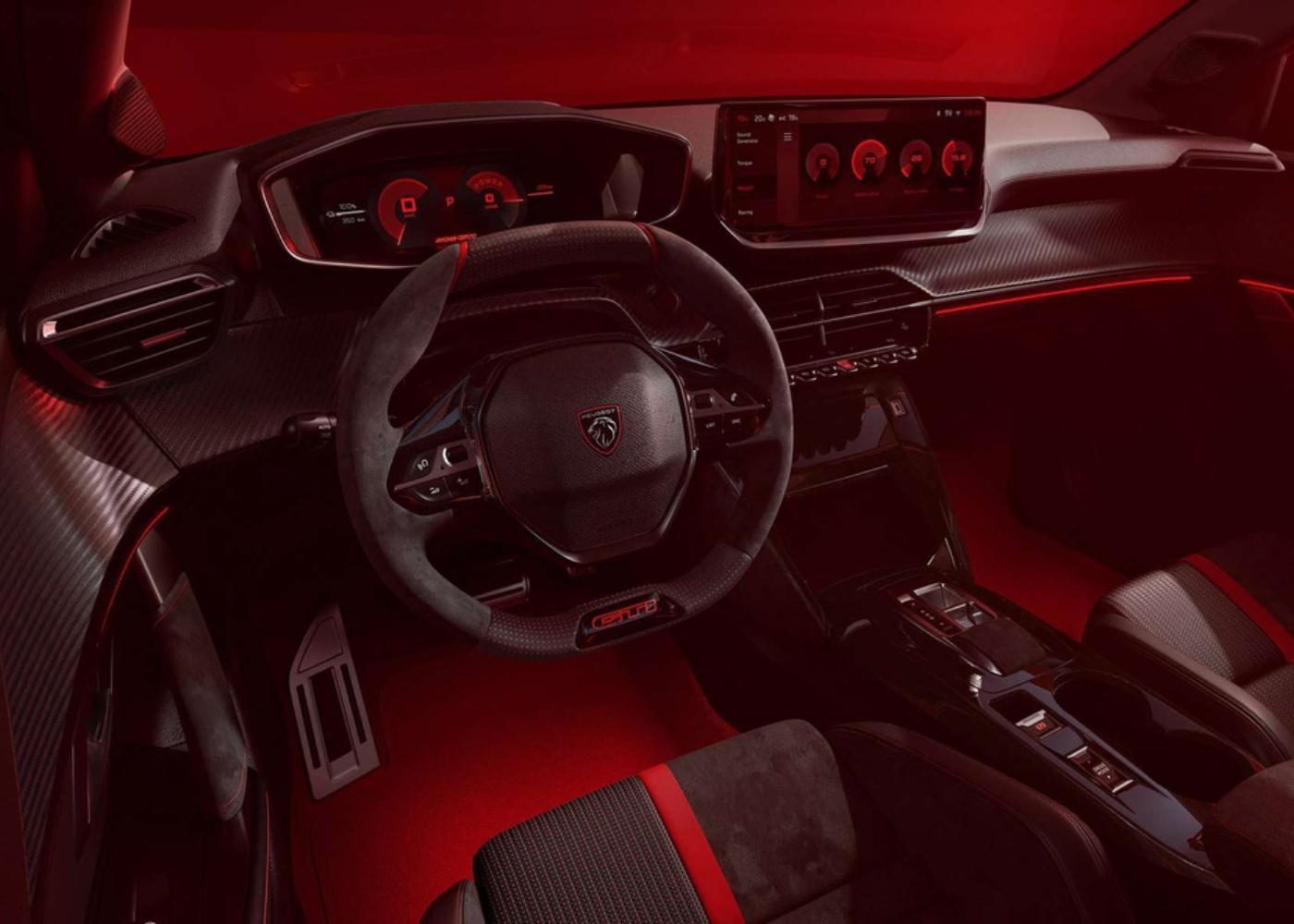 Interior do Peugeot E-208 GTi
