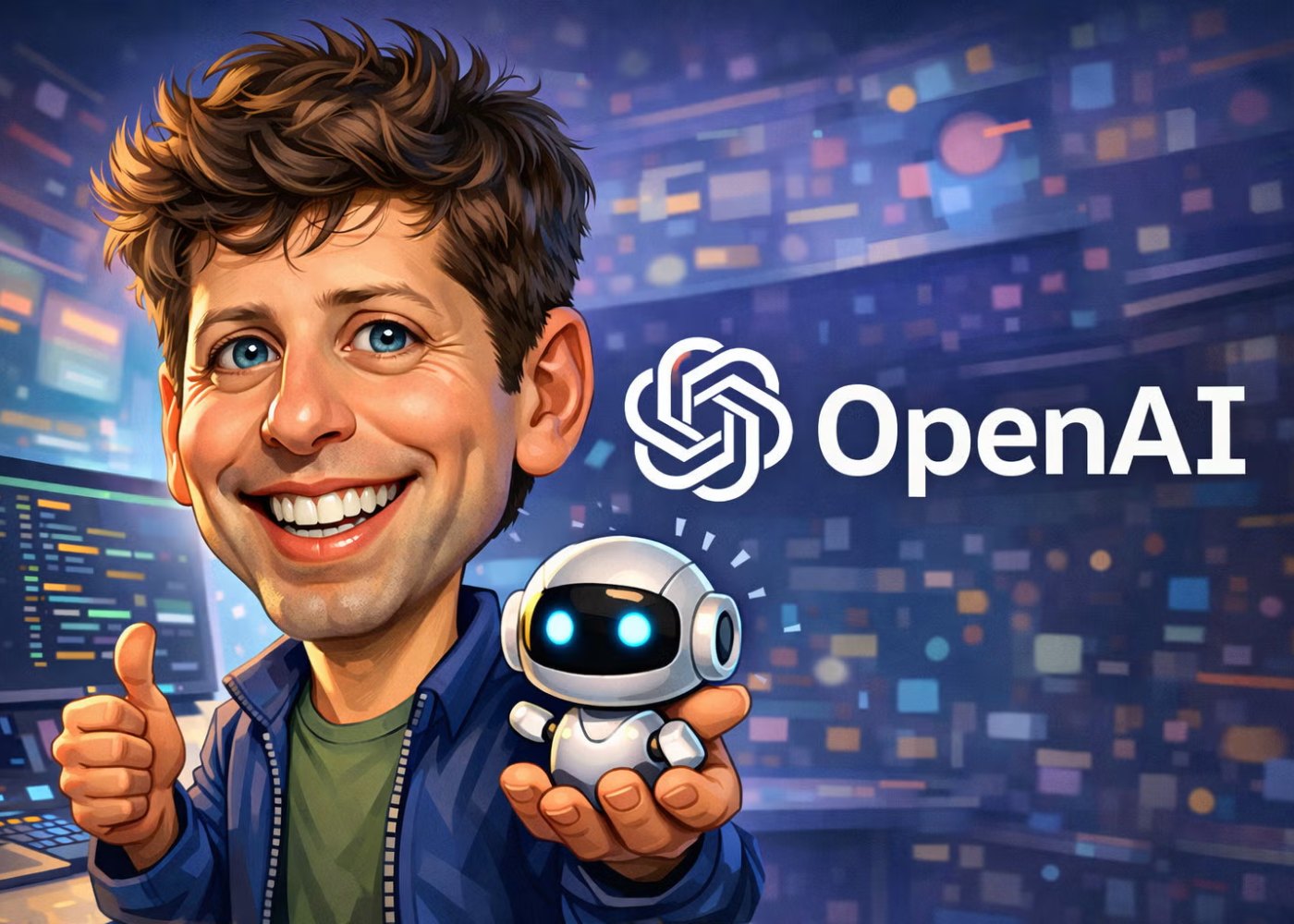 caricatura de Sam Altman