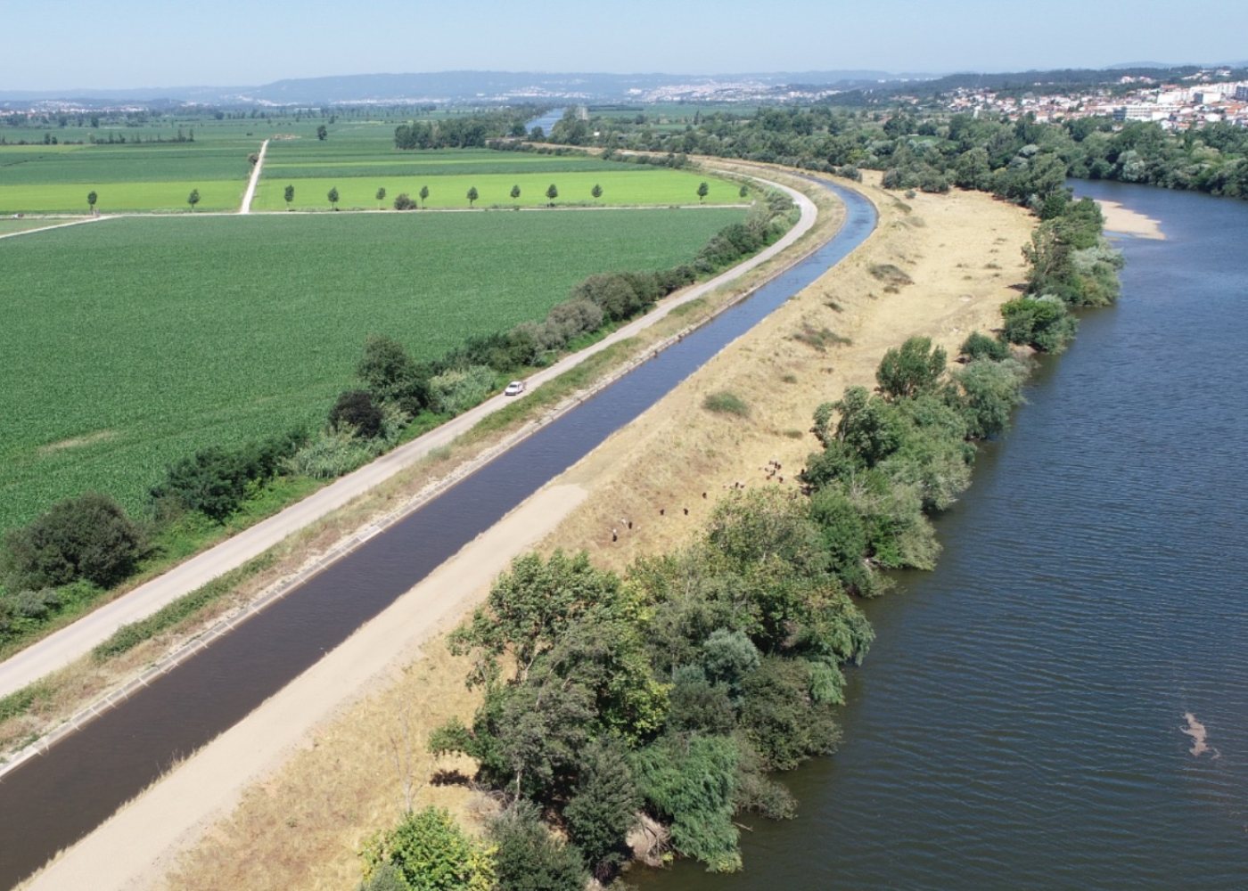 vista aérea dos diques do mondego