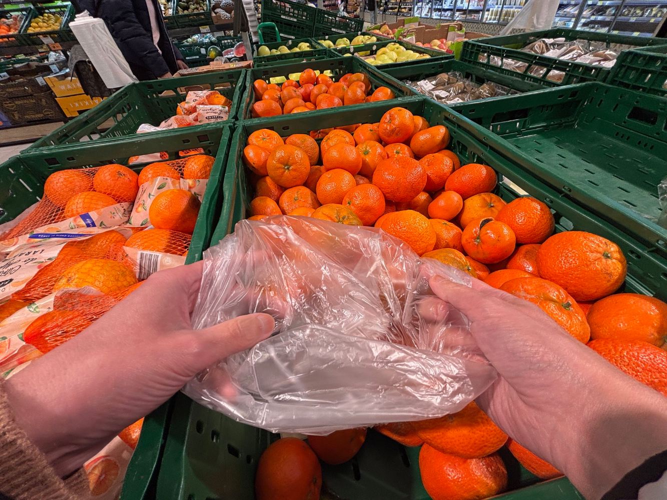 sacos de plástico transparentes para a fruta