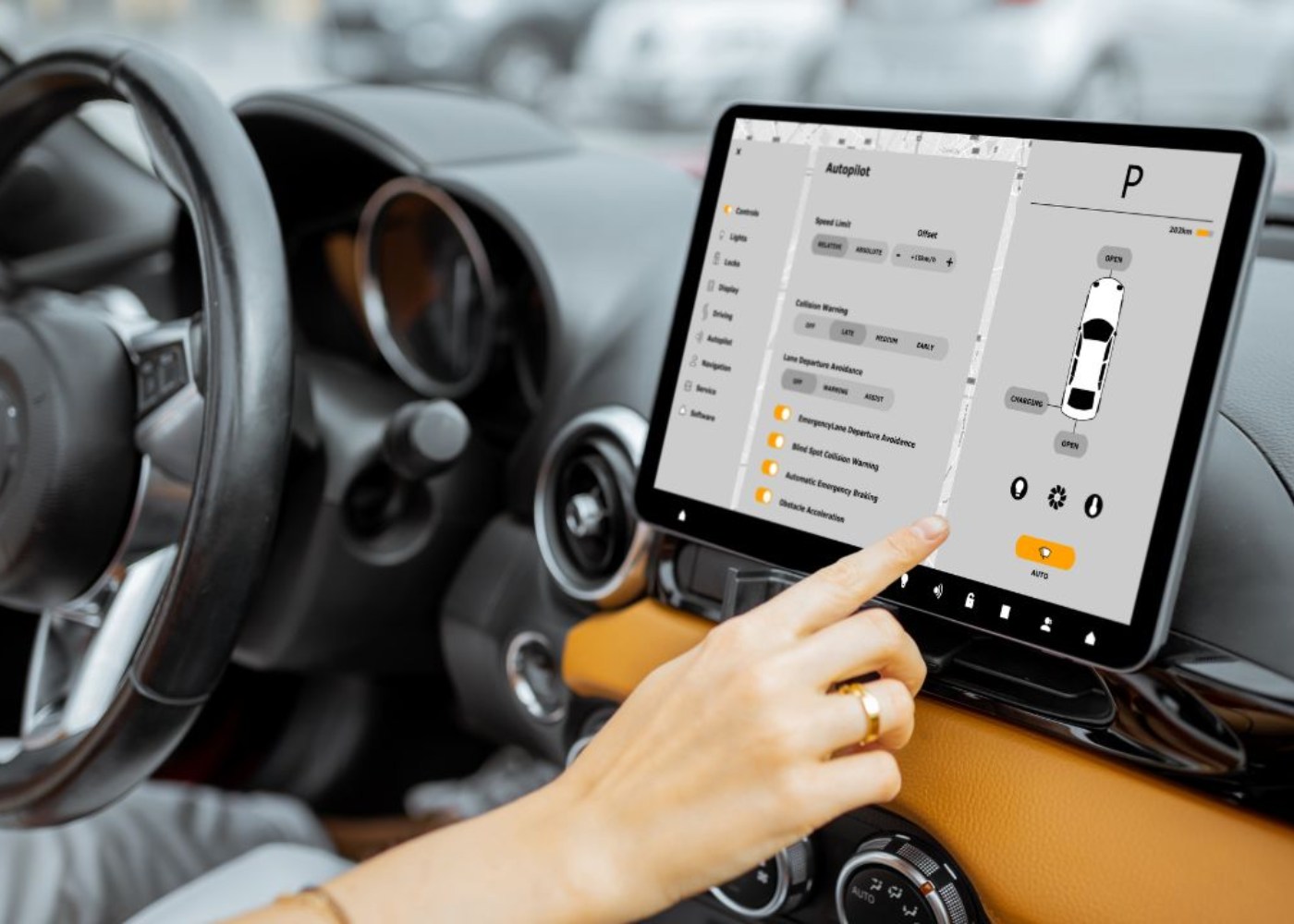 ecrã táctil em carro