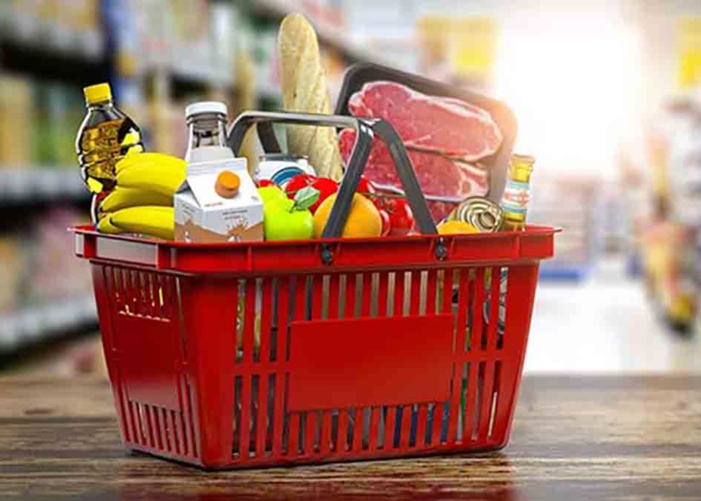 cesto com cabaz alimentar