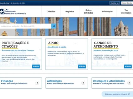 página de deduções no portal das finanças