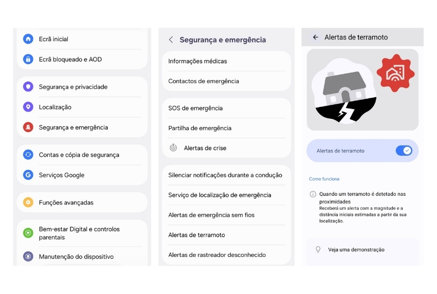 ativar o alerta sismico do google