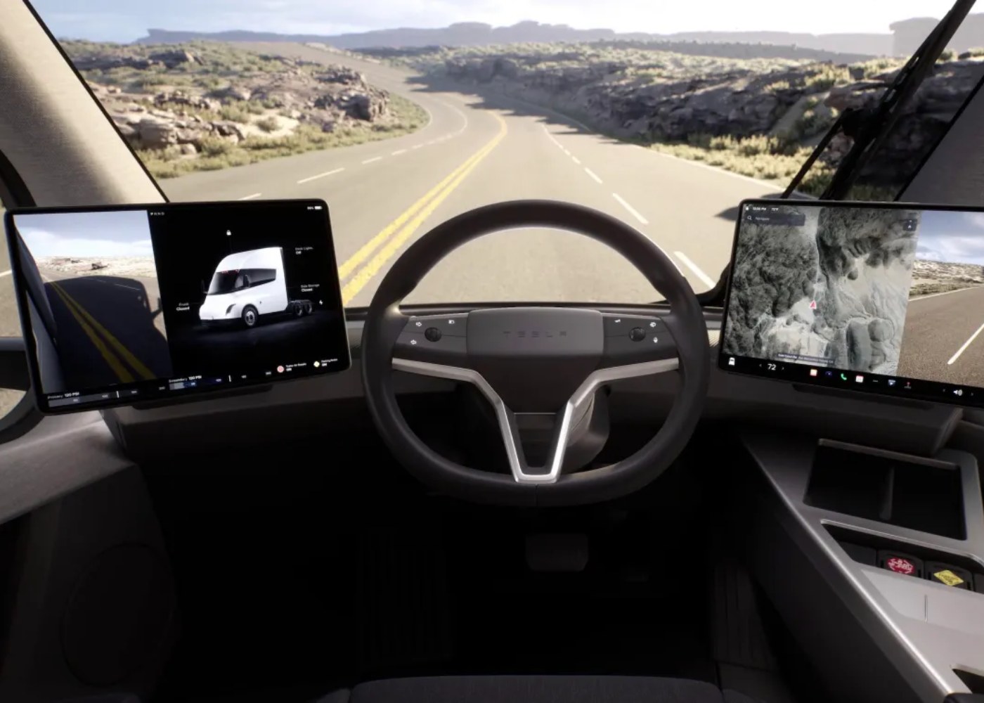 interior do Tesla Semi